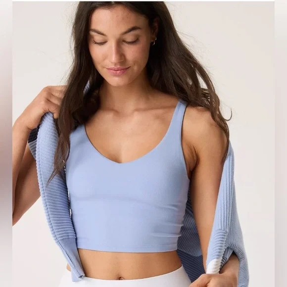 ๐ฉต OFFLINE By Aerie Blue Real Me Low Key Longline Sports Bra Size Medium - Picture 8 of 9